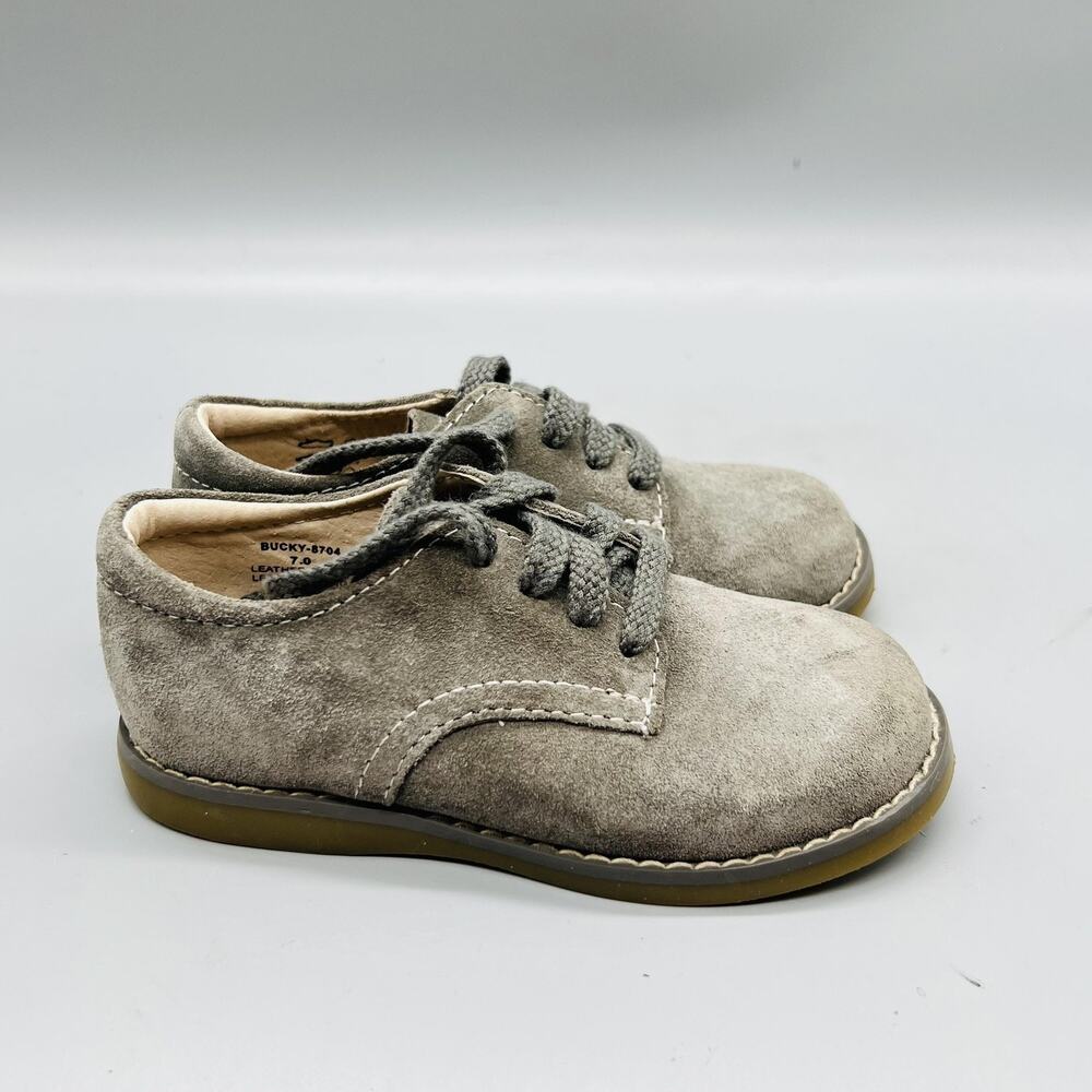 FootMates Shoes Boys 7 Gray Suede Bucky 8704 Oxford Dress Arch Support Casual